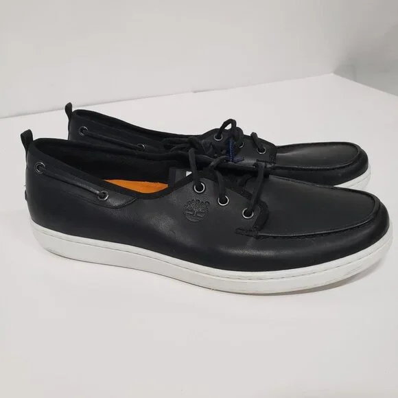 Timberland Men's Leather Boat Shoes‎ in Black - Size 12